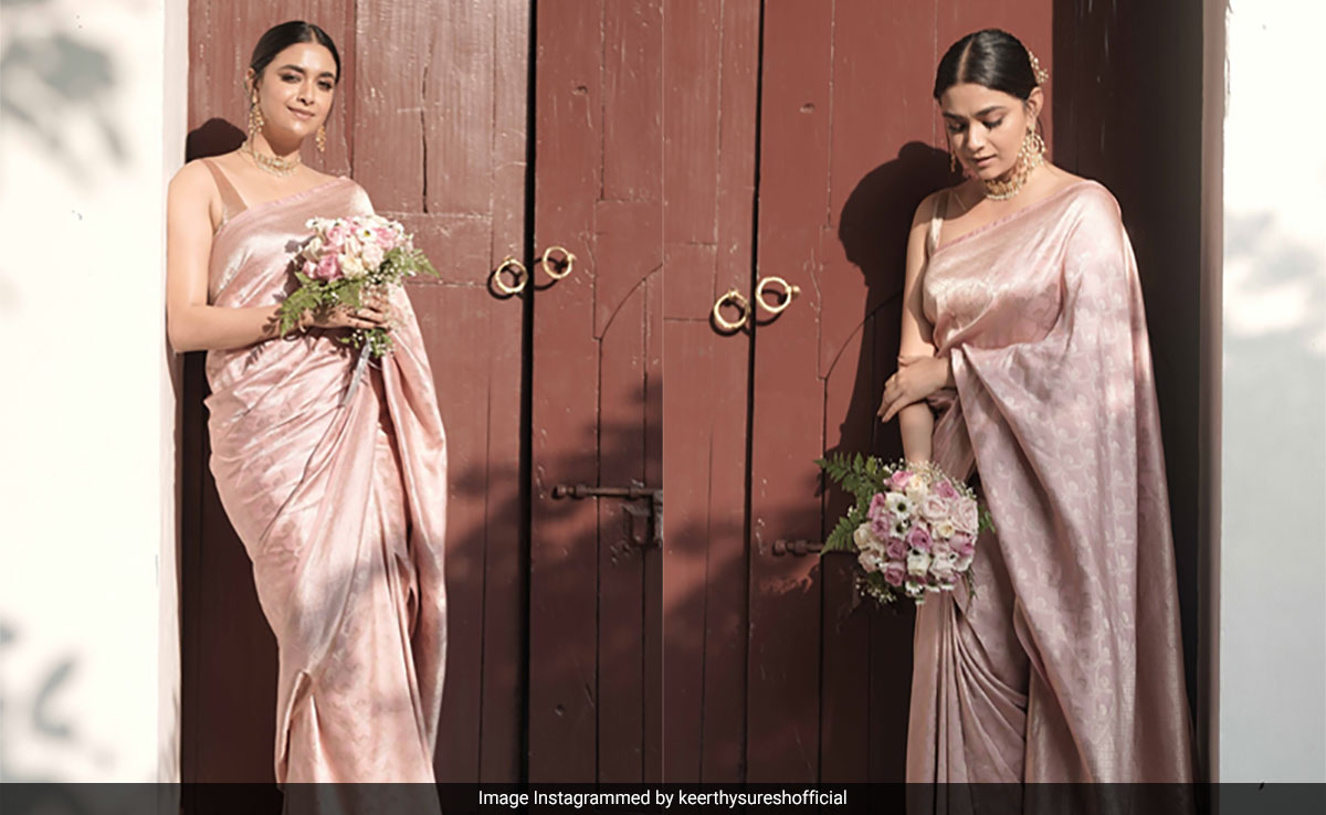 Keerthy Suresh In A Blush Pink <i>Saree</i> Takes Her "Maid Of Honour" Duties To Stylish New Heights