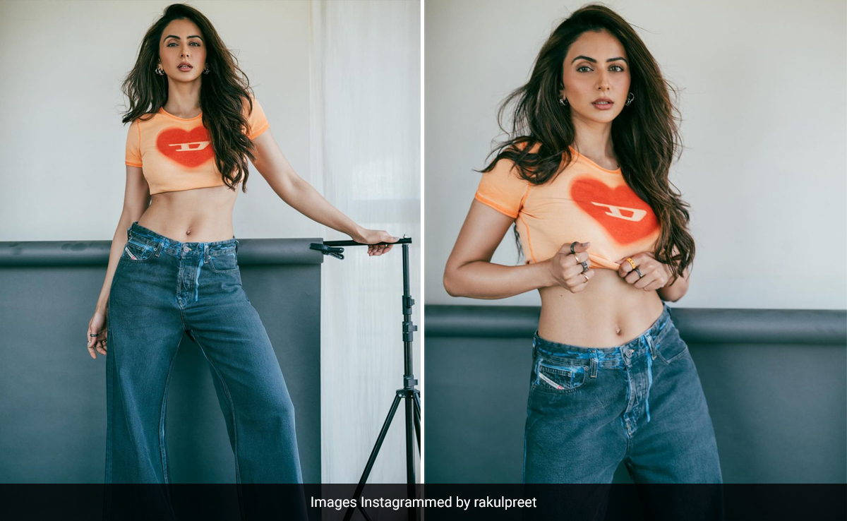 Rakul Preet Singh In An Orange Crop Top And Blue Jeans Is How She Deals With A Hot Summer Day