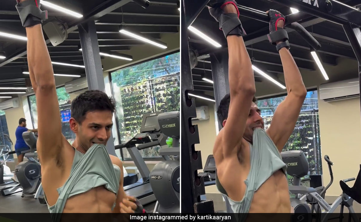 Kartik Aaryan Gave His Washboard Abs No Rest With His "Weight-Lifted Pull-Ups"