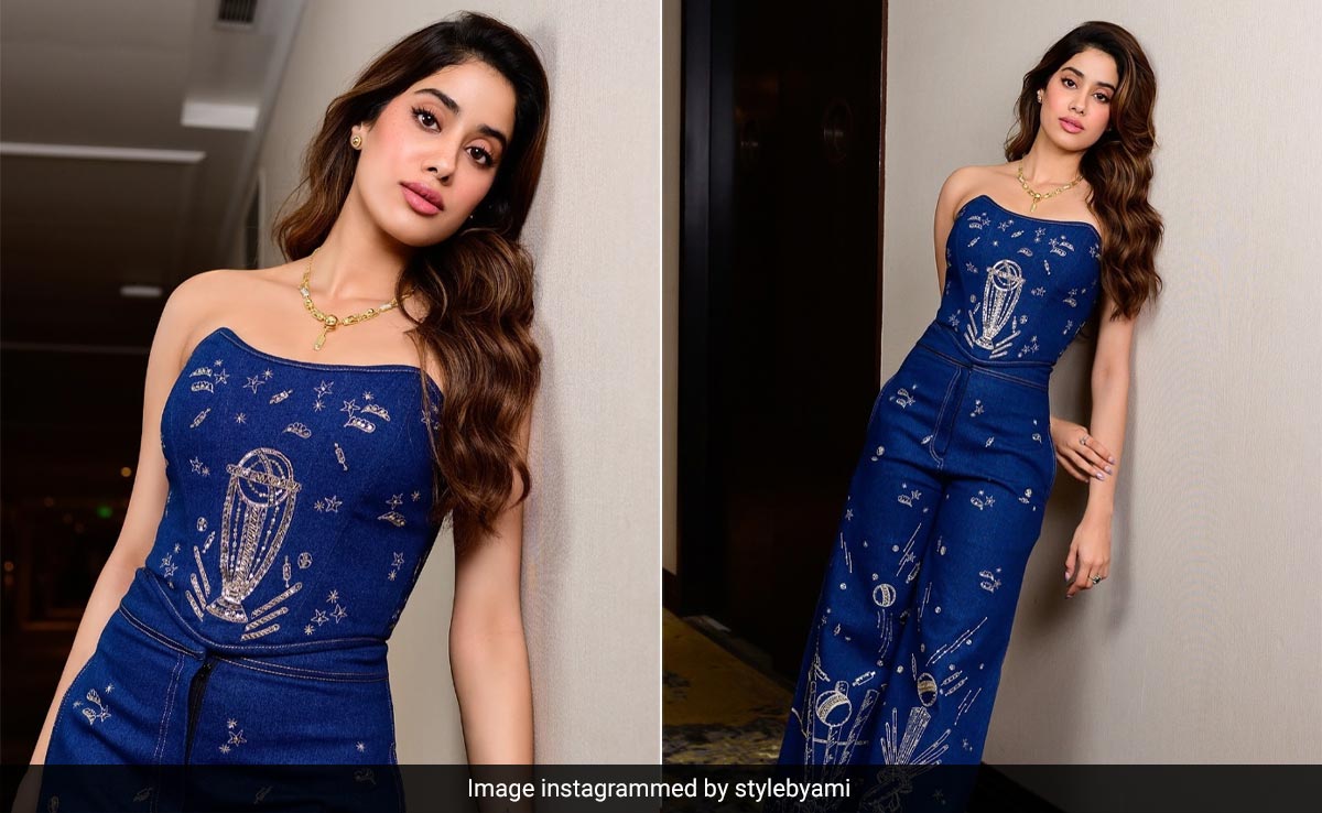 Janhvi Kapoor's Sequin Trophy Embroidered Denim Co-Ord Set By Jade Weaves Cricket And Couture Together