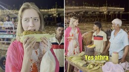 Viral Video: Russian Influencer Tries <i>Bhutta</i> For The First Time, Watch Her Reaction