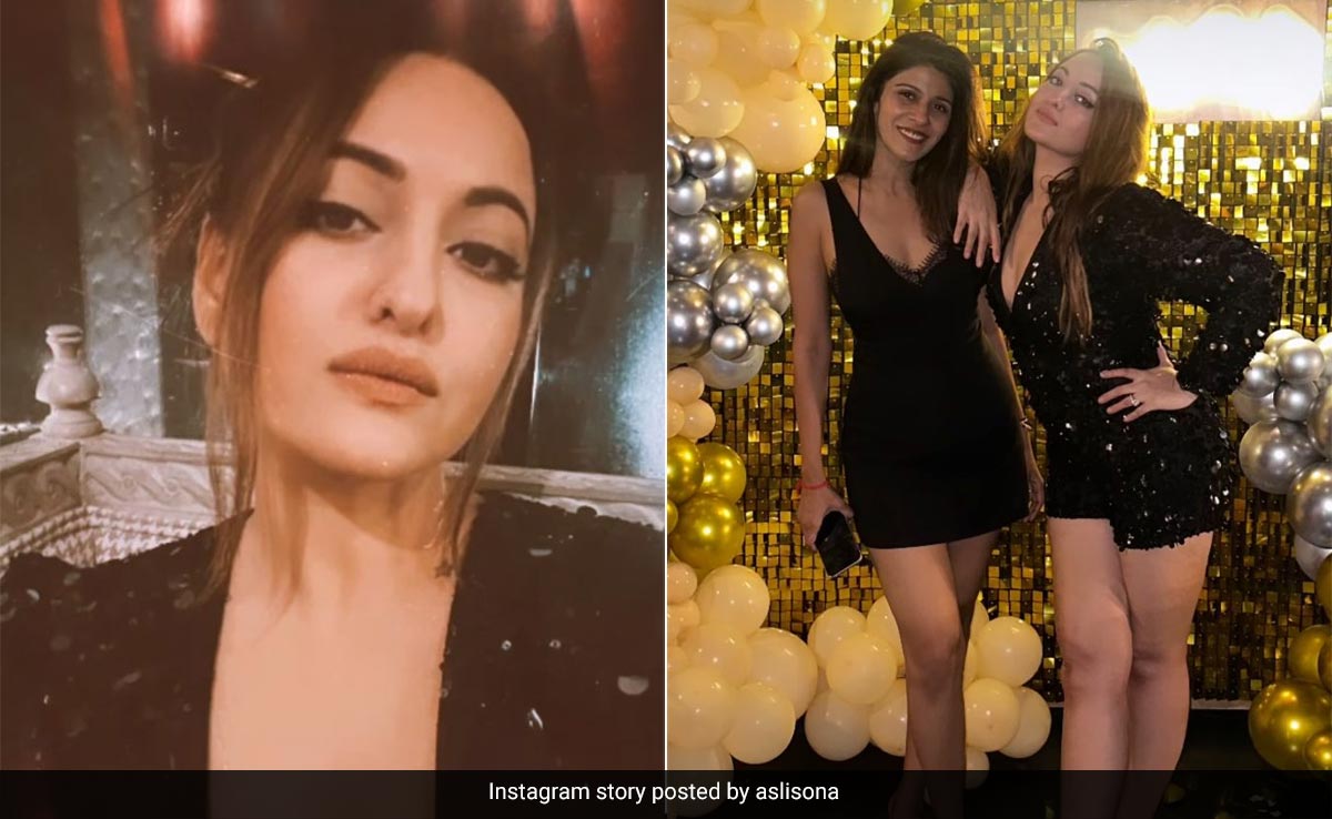 Sonakshi Sinha Sparkled In A Black Sequin Romper At Her Black And Gold-Themed Party