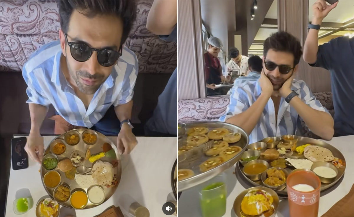 Kartik Aaryan Enjoys A Lavish "Champions Thali In Gujarat"- Watch Video