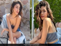 Alaya Furniturewalla Gave Major Summer Outfit Goals In A Striped Tube Top And Ripped Denim Shorts For BTS On Set Alaya Furniturewalla Gave Major Summer Outfit Goals In A Striped Tube Top And Ripped Denim Shorts For BTS On Set