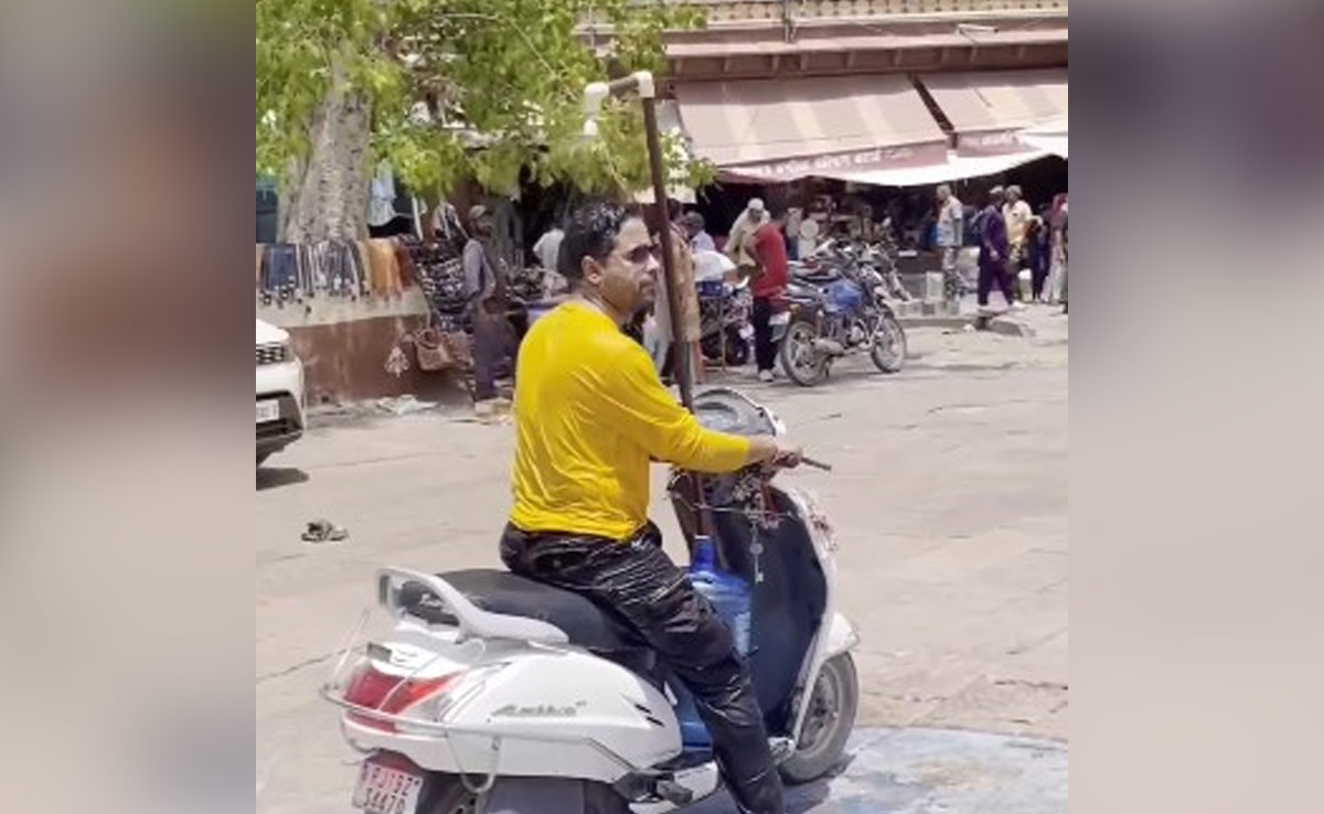 Video: Jodhpur Man Installs Shower On His Scooter To Beat The Heat, Internet Reacts