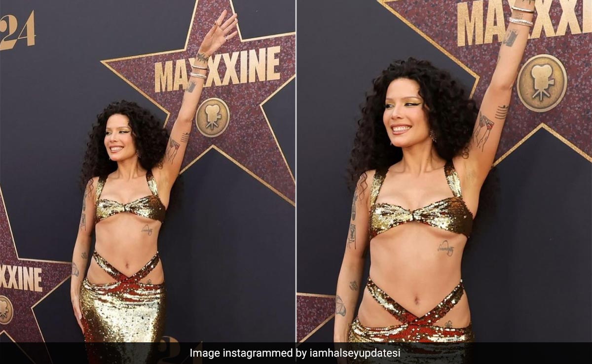 For  <i>MaXXXine</i> Movie Premiere, Halsey In A Gold Sequin Cutout Gown Was Made To Make A Red Carpet Style Statement