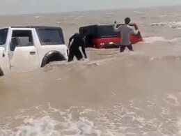 2 Men Drive SUVs Into Sea, Almost Drown During Stunt For Instagram Reel In Gujarat