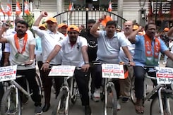 BJP's Cycle Protest Against Fuel Price Hike In Karnataka BJP's Cycle Protest Against Fuel Price Hike In Karnataka