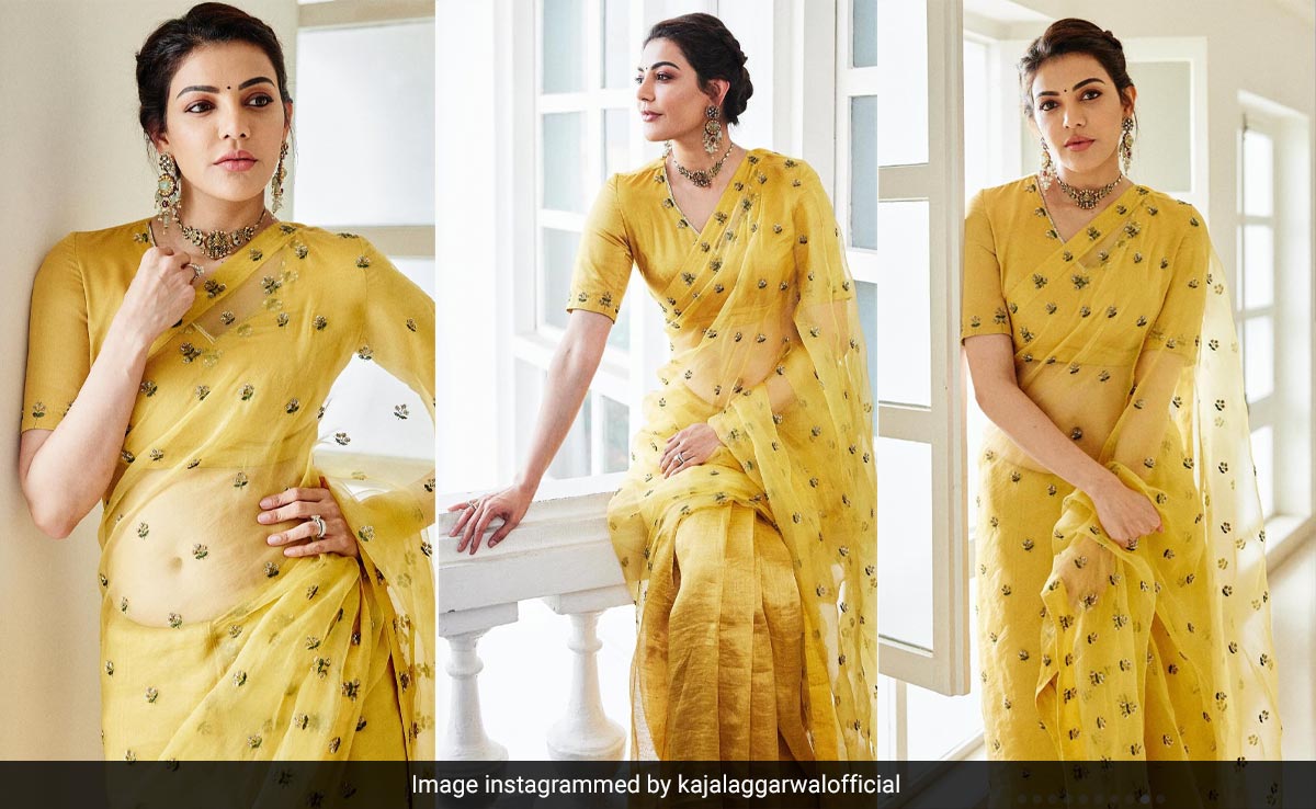 It Seems Like The Sun Lent Its Bright Sunshine To Kajal Aggarwal's Yellow <i>Saree</i>