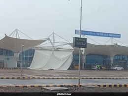 Canopy Outside Rajkot Airport Terminal Collapses Amid Heavy Rain