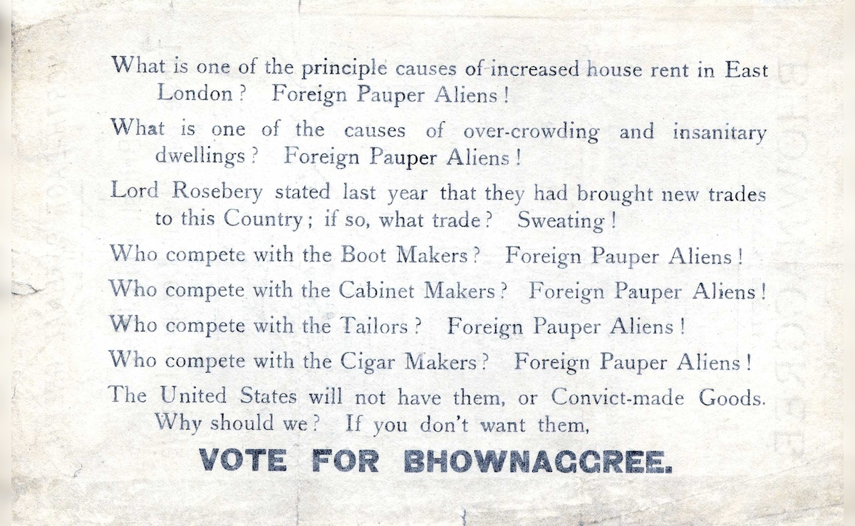 A flier from the election campaign of Mancherjee Bhownaggree in 1895 A flier from the election campaign of Mancherjee Bhownaggree in 1895