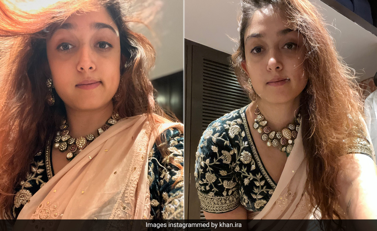 Ira Khan Khan Put Her Wedding Blouse To Good Use With A Peach <i>Saree</i> This Time