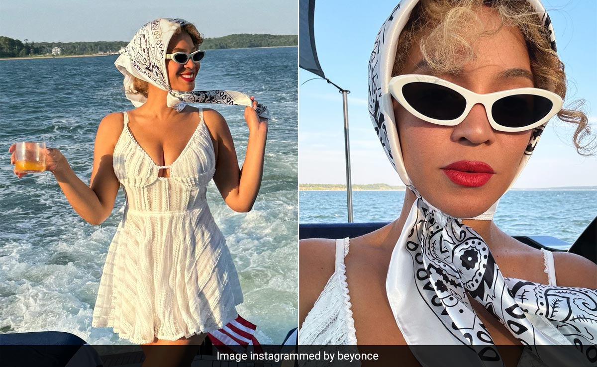Beyonce In A Summer Dress With White Sunglasses And A Paisley Scarf Looked Like Vacation Style Perfection