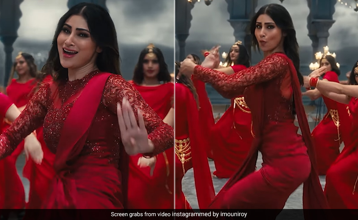Mouni Roy Looks Ravishing As Ever In A Scintillating Red Beaded <i>Saree</i> For <i>Zaalima</i> Music Video