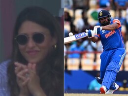6, 6, 4, 6, 0, 6: Rohit Sharma Dispatches Mitchell Starc, Wife Ritika Sajdeh Reacts. Watch