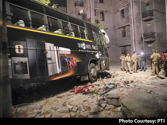 1 Killed After Bus Crashes Into Boundary Wall Of Noida Apartment
