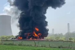 Massive Fire Engulfs Warehouse In Greater Noida Massive Fire Engulfs Warehouse In Greater Noida