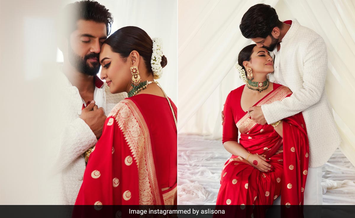 Sonakshi Sinha's Wedding Reception Bridal Look Was Complete With <i>Shringar</i>, <i>Sindoor</i> And A Crimson <i>Bindi</i>