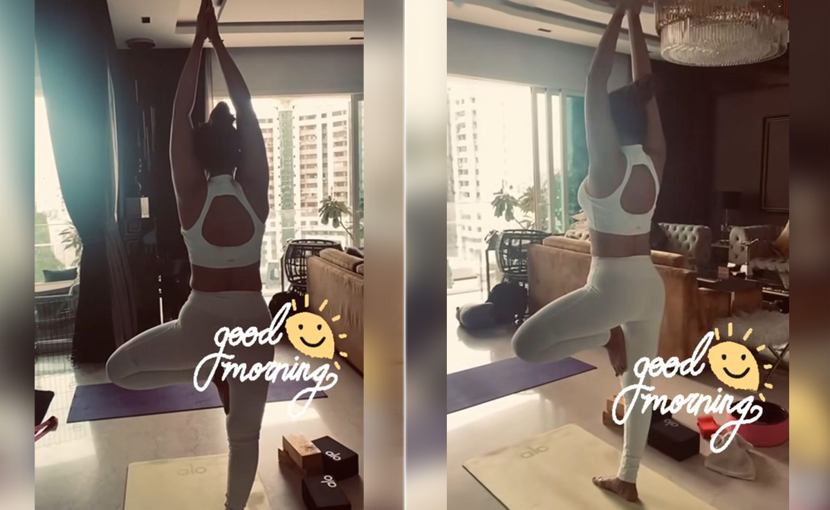Shama Sikander Channeled Her Inner Yogini With The <i>Vrikshana</i> Yoga <i>Asana</i>