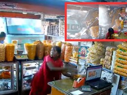 देखें कैसे महिला ने मौत को दिया चकमा, जब अचानक दुकान में घुसी बेकाबू बस