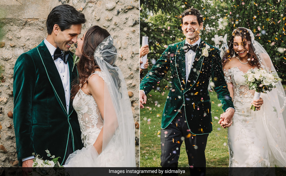 Sidhartha Mallya Makes For A Dapper Groom In A Green Velvet Tuxedo To Marry Jasmine In England