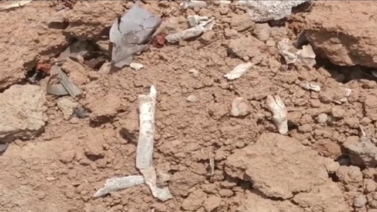 बलरामपुर में तालाब के लिए कब्रिस्तान की खुदाई, अस्थियां सड़क पर, सरपंच गिरफ्तार