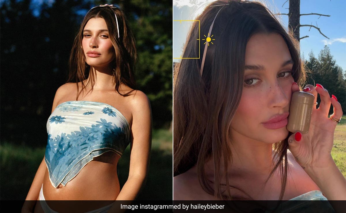 Hailey Bieber Served Summer Pregnancy Fashion Goals In A Breezy Floral Printed Scarf Top