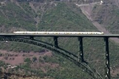 Indian Railways Conducts Trial Run On World's Highest Railway Bridge 'Chenab' In Reasi Indian Railways Conducts Trial Run On World's Highest Railway Bridge 'Chenab' In Reasi