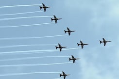 Watch: IAF's Suryakiran Team's Thrilling Air Show In Telangana Watch: IAF's Suryakiran Team's Thrilling Air Show In Telangana