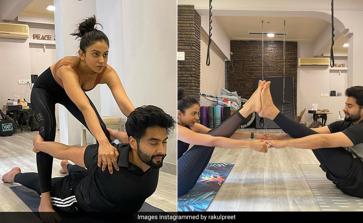 Just Rakul Preet Singh And Jackky Bhagnani Setting Couple Fitness Goals With "Partner Stretches"
