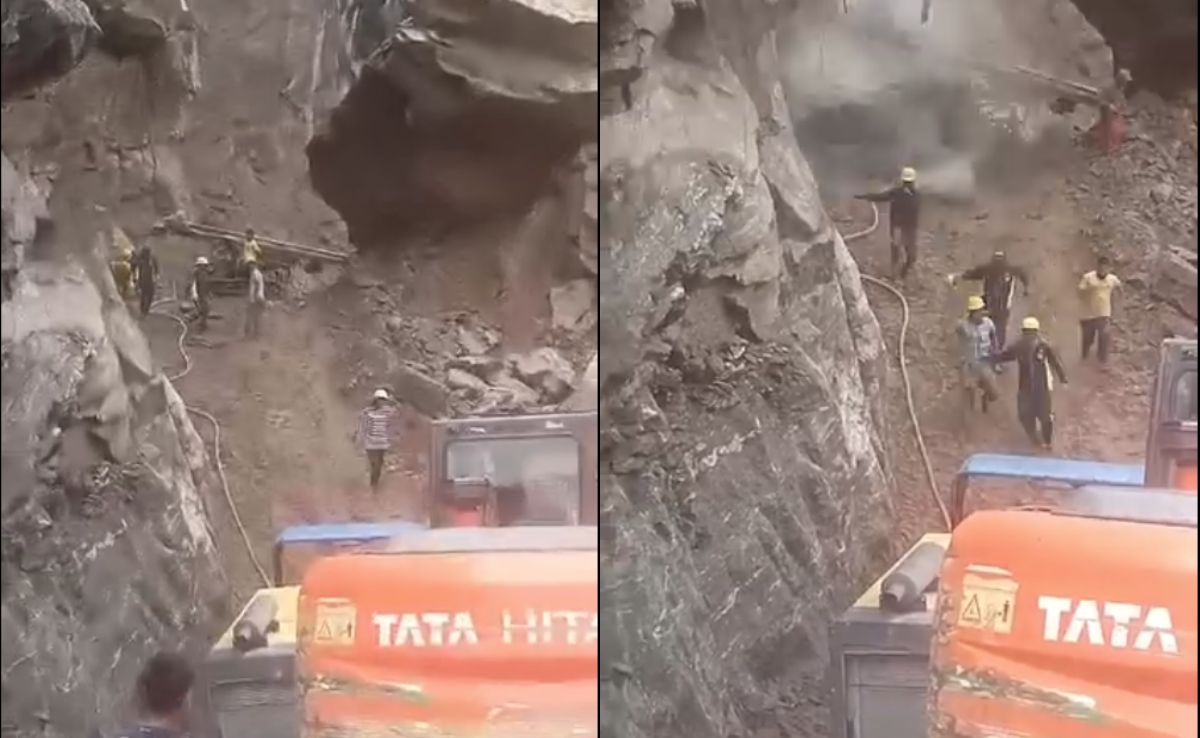 On Camera, Narrow Escape For Workers Clearing Badrinath Highway