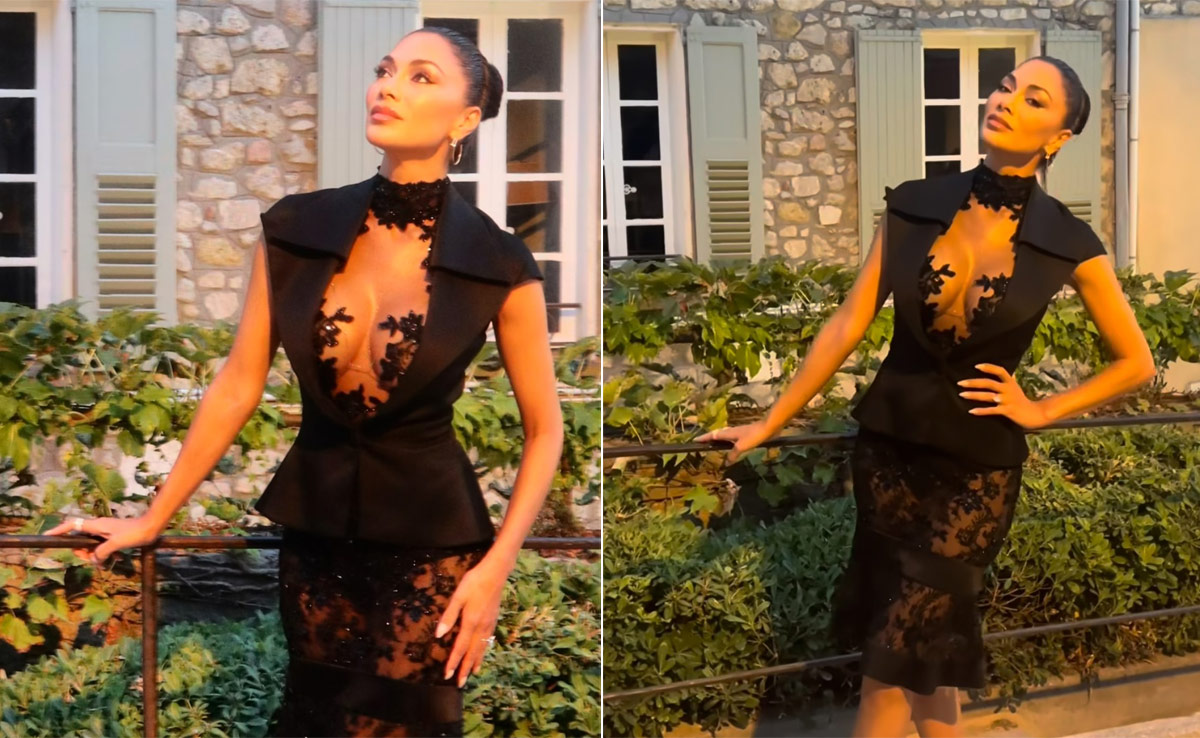 You'll Find Nicole Scherzinger "Somewhere In A Charming Little Village" In A Chic Sheer Black Dress