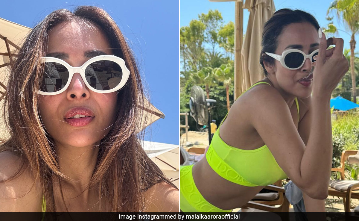 Malaika Arora Looked As Bright As A Neon Light In A Dolce And Gabbana Swim Set In Spain