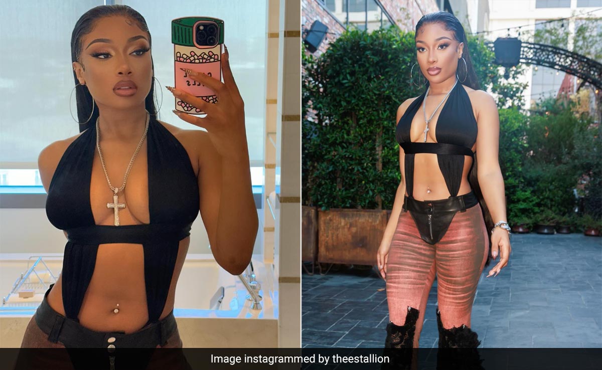 Megan Thee Stallion In A Cutout Bodysuit And Textured Bell Bottom Jeans Is Her Way Of Having A <i>Hot Girl Summer</i>