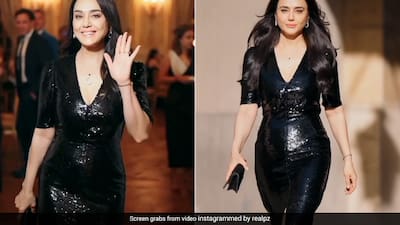 preity zinta in black dress Ahead Of The Paris Olympics 2024, Nailing An All-Black Sequinned Gown To Perfection Is An Extreme Sport Size:3XL- Made to order 4-6 weeks