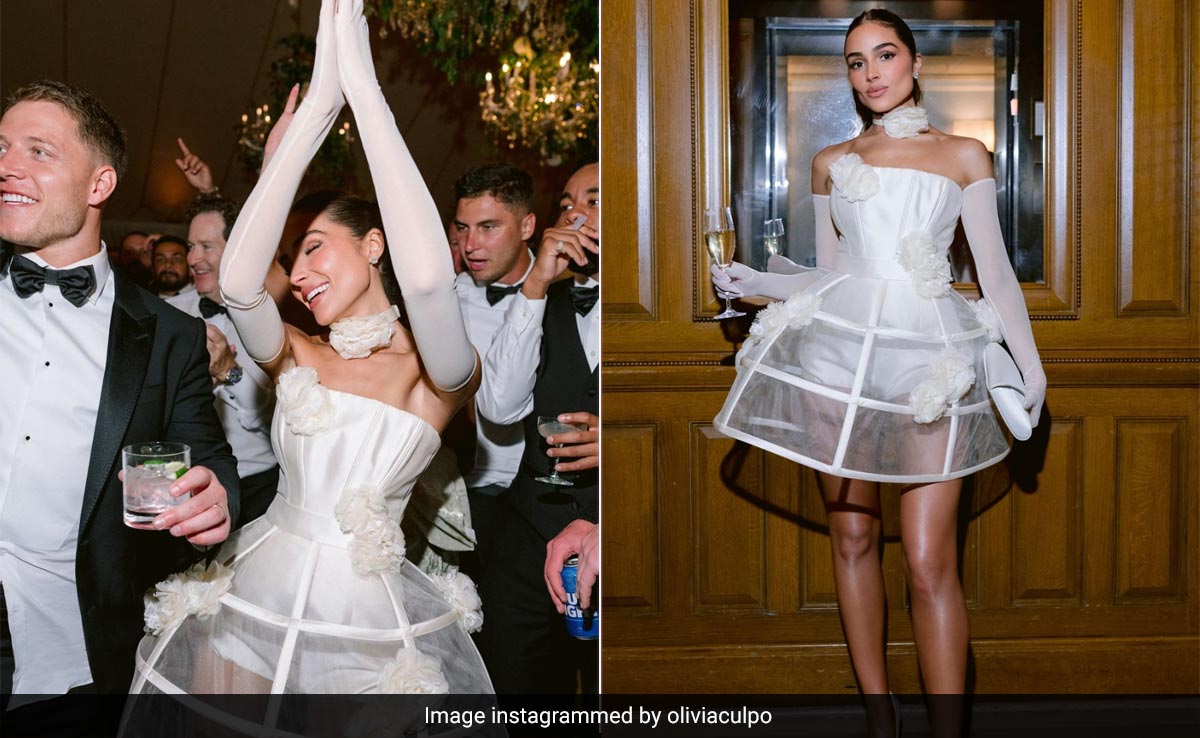 Olivia Culpo Switched Her Modest Bridal Gown For A Sheer Hoop D&G Mini Dress For Her Wedding After Party