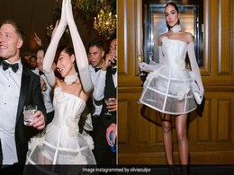 Olivia Culpo Switched Her Modest Bridal Gown For A Sheer Hoop D&G Mini Dress For Her Wedding After Party Olivia Culpo Switched Her Modest Bridal Gown For A Sheer Hoop D&G Mini Dress For Her Wedding After Party