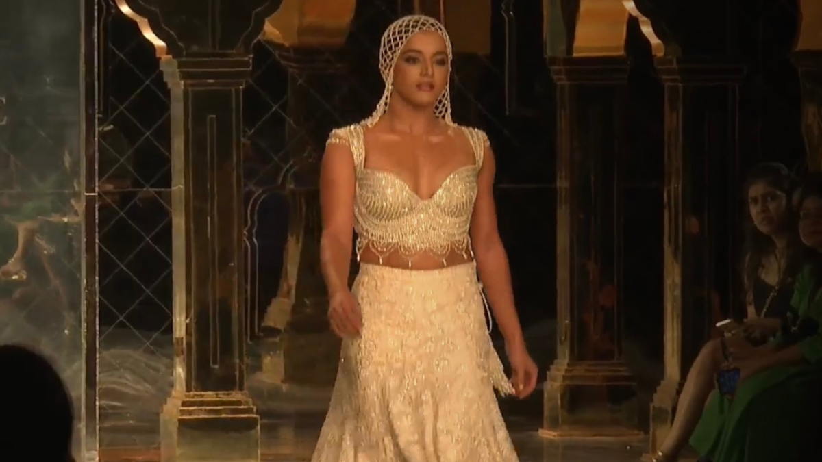 Wamiqa Gabbi Owned The Runway In An Exquisite Abu Jani And Sandeep Khosla Ivory Embellished <i>Lehenga</i> At ICW 2024