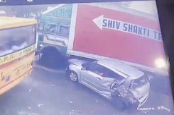 On Camera, School Bus Crashes Into Several Vehicles, Rams Car Under Truck On Camera, School Bus Crashes Into Several Vehicles, Rams Car Under Truck