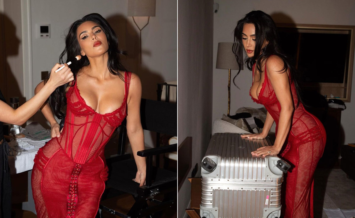 Kim Kardashian's Sheer Lace Dress For Italian Nights Were In Shades Of <i>Amore</i>