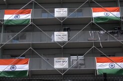 Indian Contingent Welcomed With Tricolours At Olympic Village In Paris Indian Contingent Welcomed With Tricolours At Olympic Village In Paris