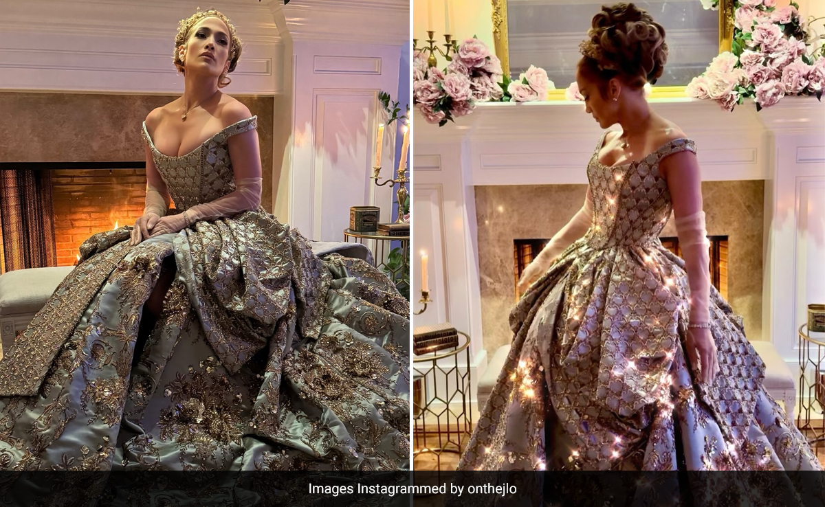 Jennifer Lopez Stunned In A Manish Malhotra Gown To Celebrate Her Birthday In <i>Bridgerton</i> Style