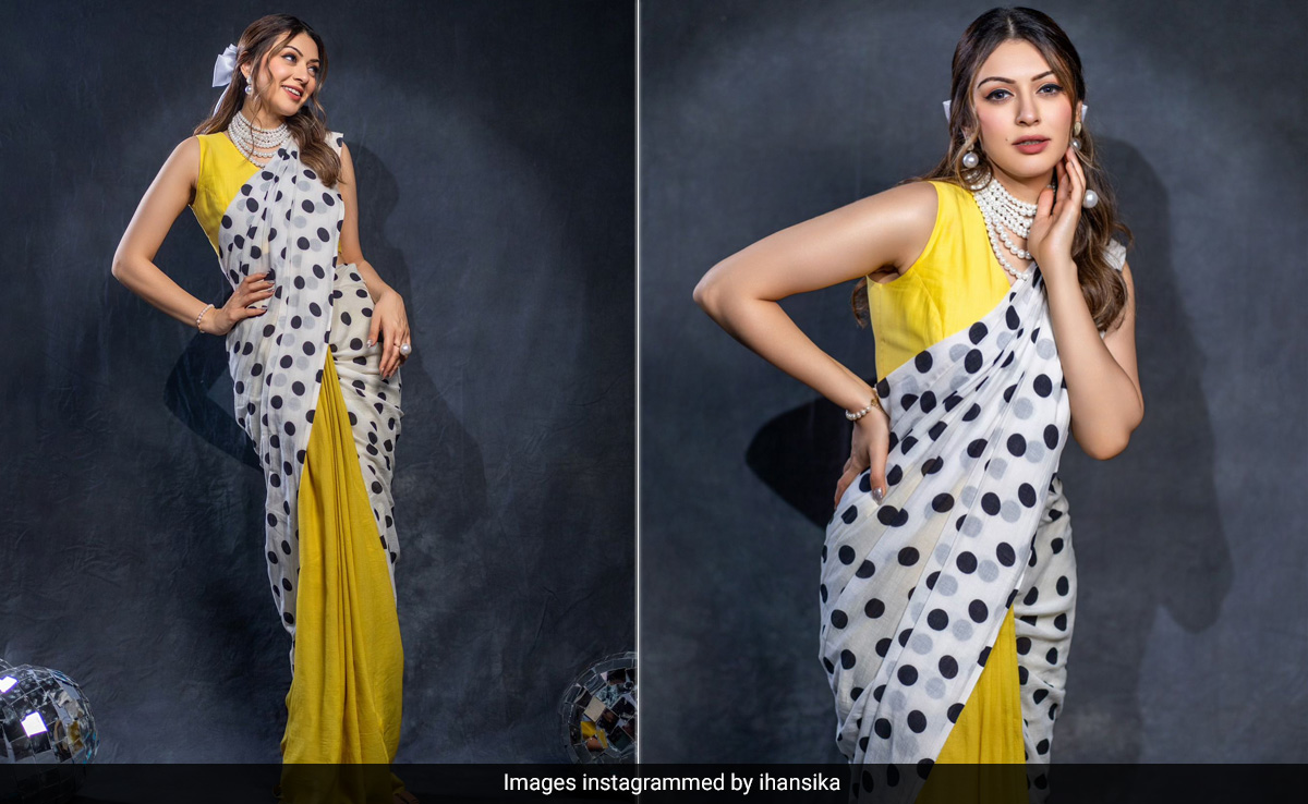 Hansika Motwani Was A Whole Vibe With A Retro Touch In Her Polka Dot Saree