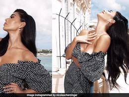 Nicole Scherzinger Is Giving "Retro Chic" Her Stamp Of Approval In A Delightful Polka Dot Midi Dress