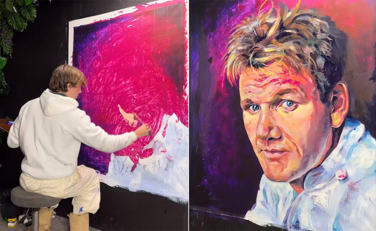 Viral Now: Artist Paints Gordon Ramsay's Portrait Using A Kitchen Knife, Wows Internet