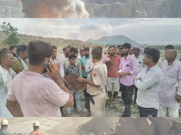 पत्थर के खादान में ब्लास्ट से ग्रामीणों में दहशत, मंदिर पर पत्थर गिरने से मचा बवाल