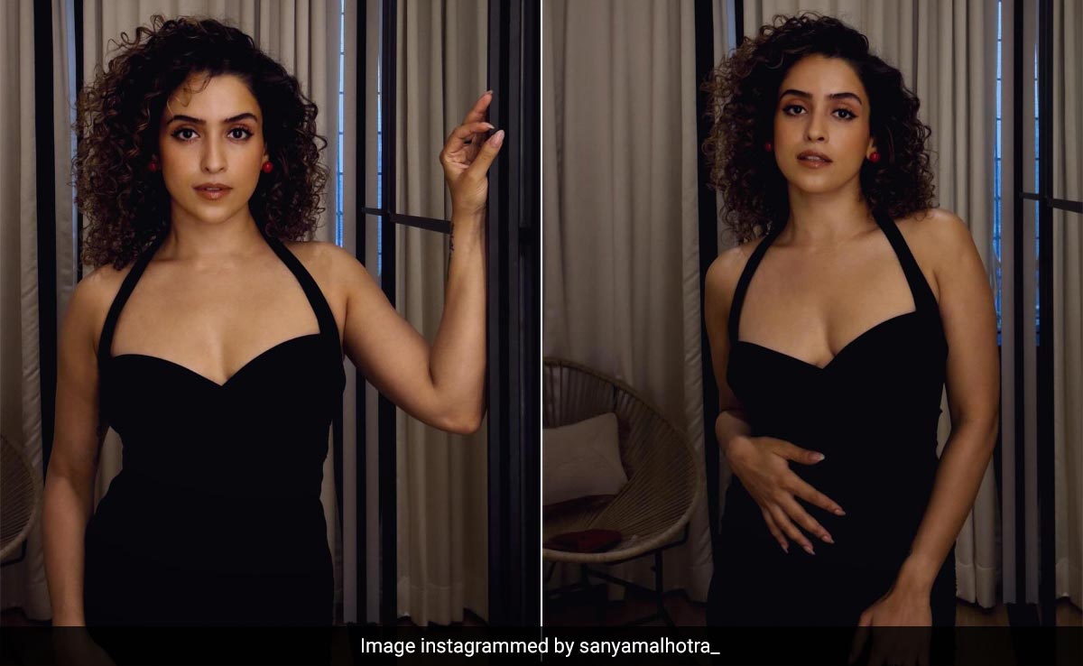 Sanya Malhotra In A Classic Black Halter Gown Sets Friday Night Fashion Goals Pretty Darn High