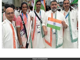 The Indian Contingent Donned Tricolour Team India Uniforms Designed By Tarun Tahiliani For The Olympics 2024 Opening Ceremony The Indian Contingent Donned Tricolour Team India Uniforms Designed By Tarun Tahiliani For The Olympics 2024 Opening Ceremony