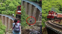 VIDEO: ट्रेन आती देख गहरी खाई में पति-पत्नी ने लगाई छलांग, गोरमघाट रेलवे ब्रिज पर ले रहे थे सेल्फी