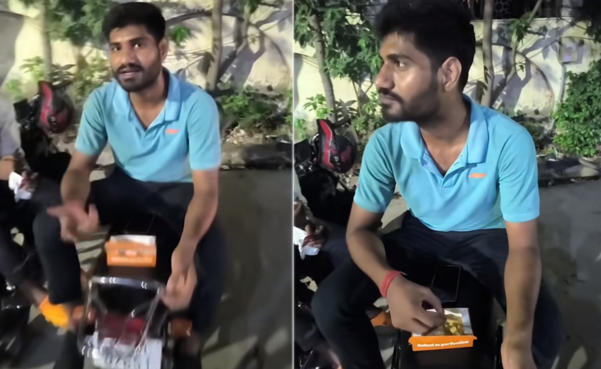 Viral Video: Ola Delivery Agent Caught Eating Food Order, Customer Confronts Him